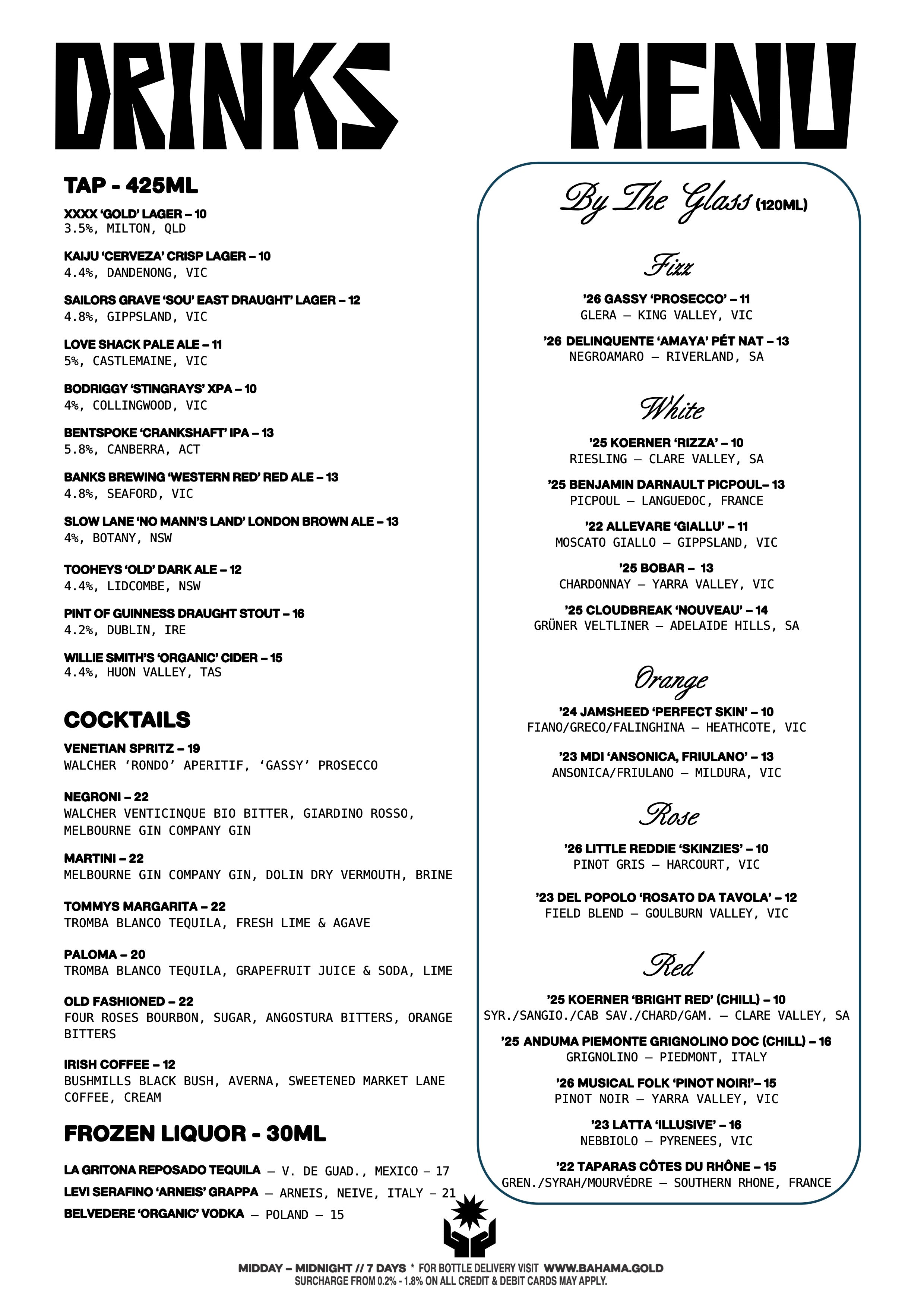 Bar-Menu