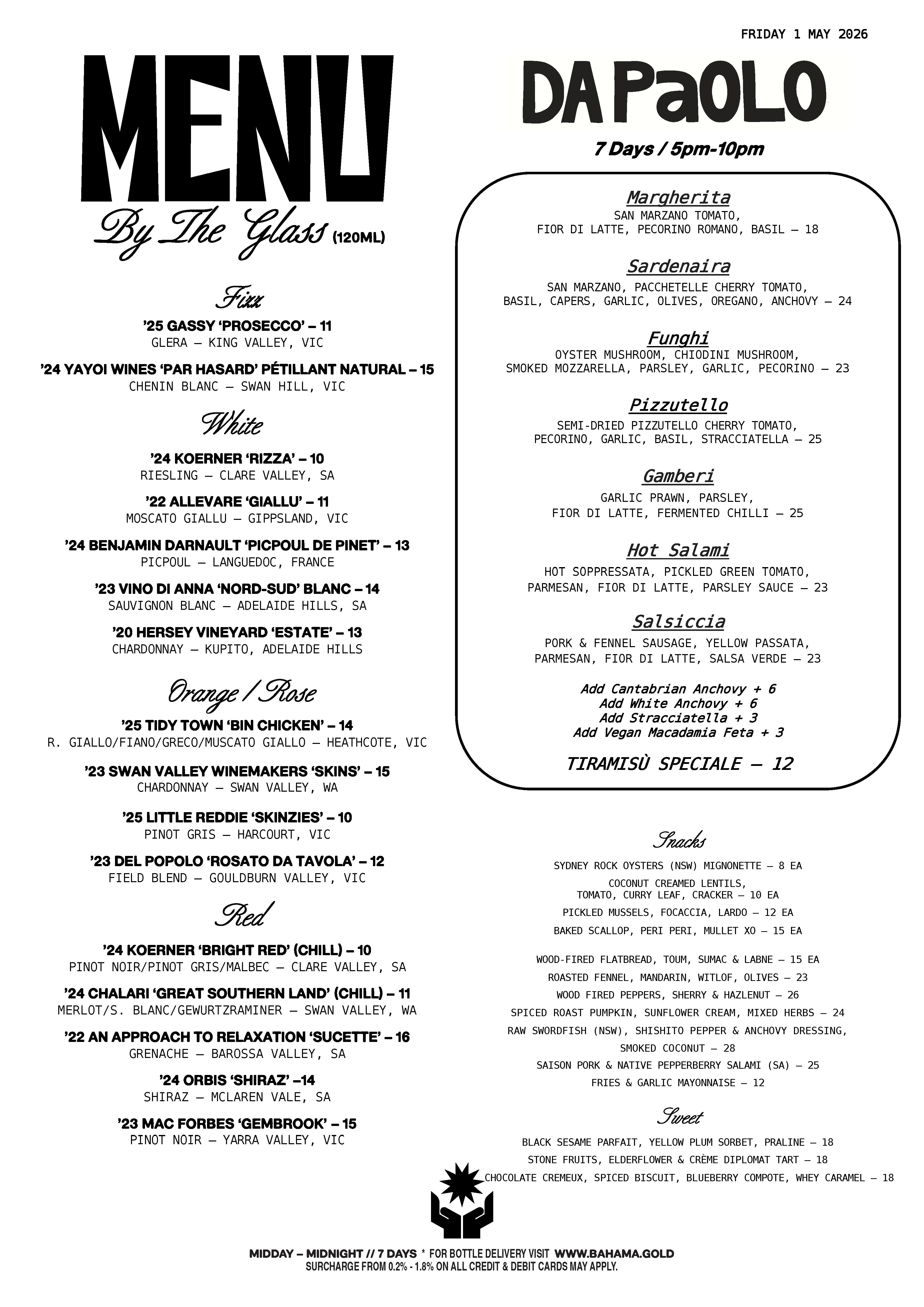 Bar-Menu