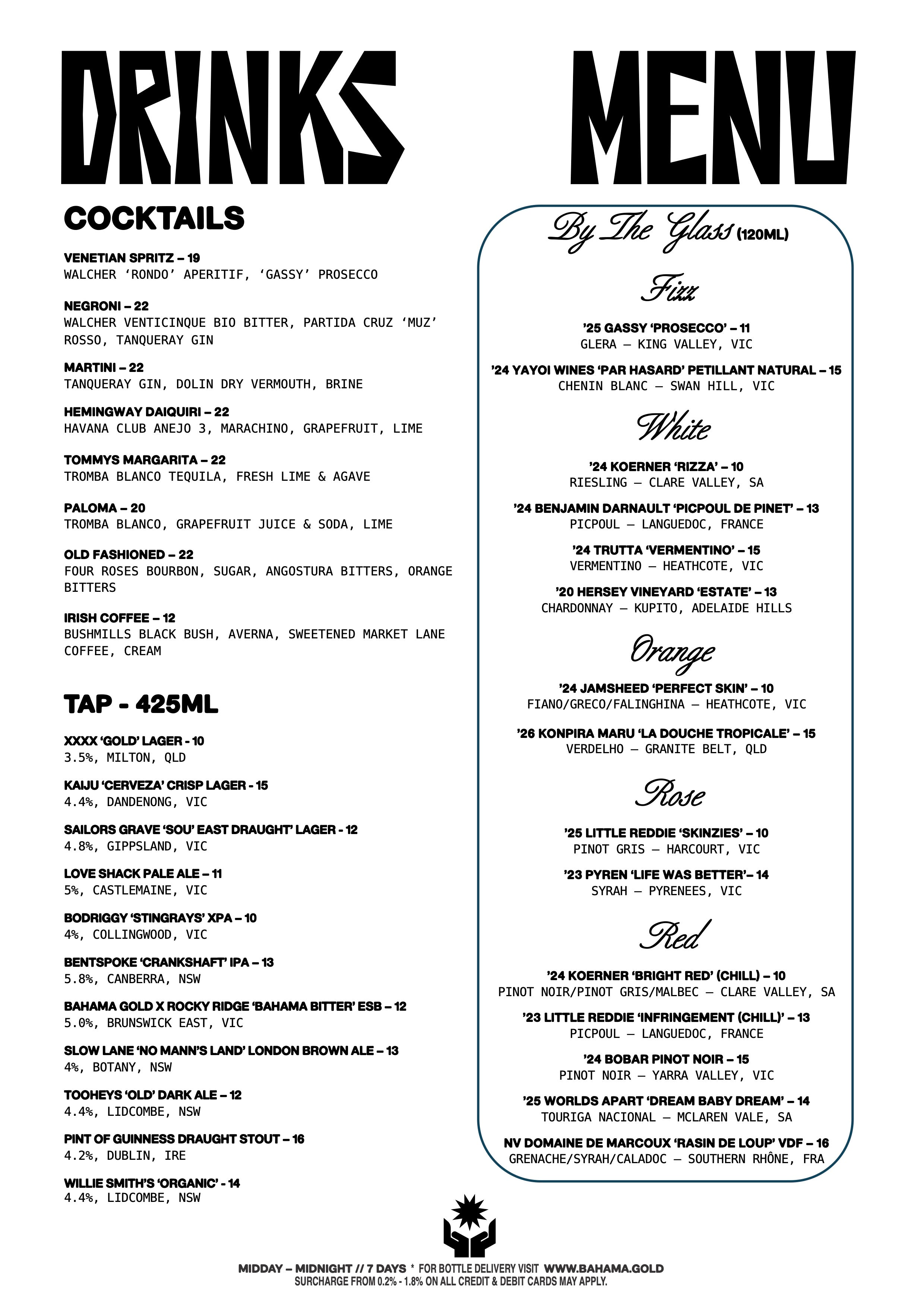Bar-Menu
