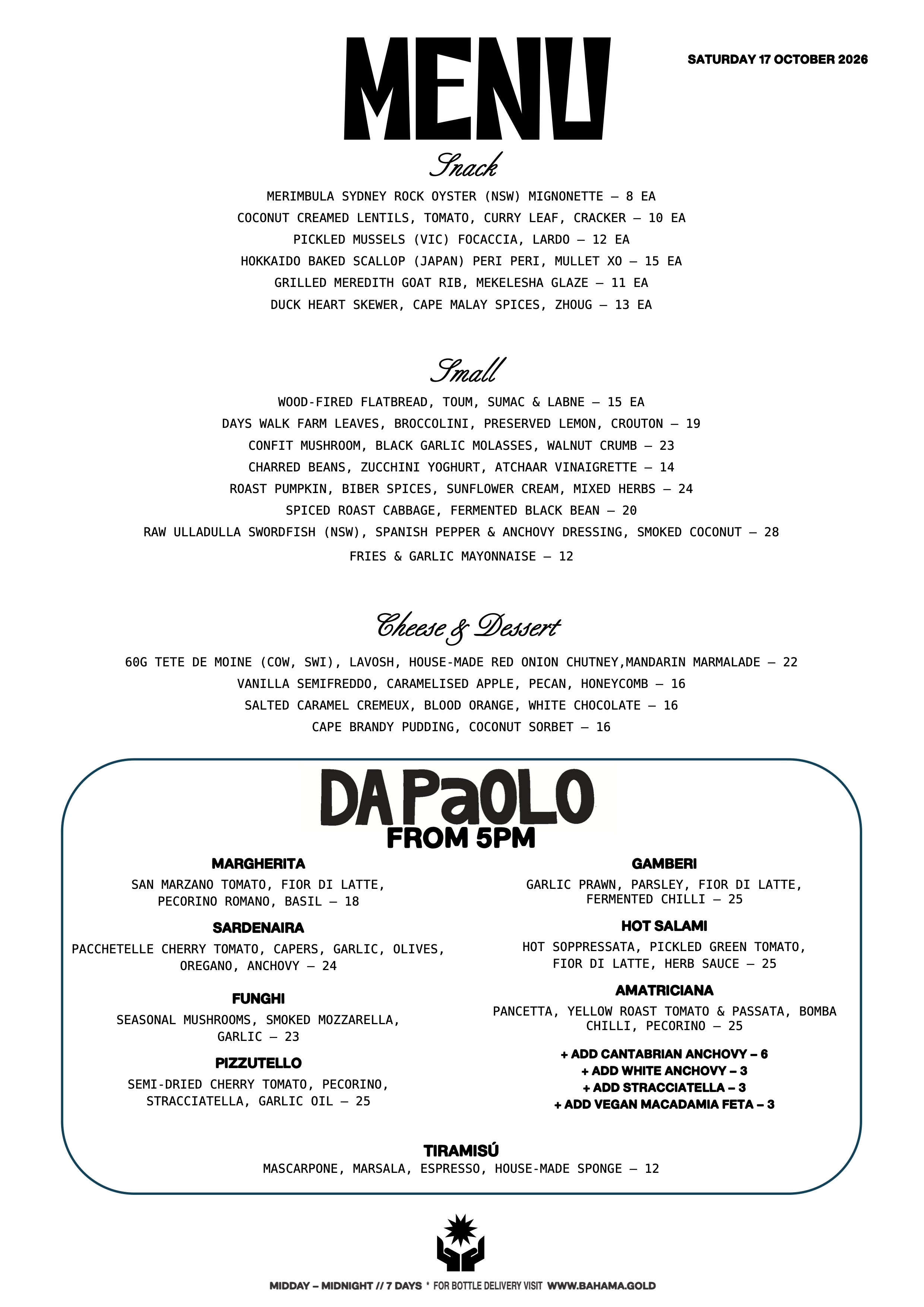 Bar-Menu