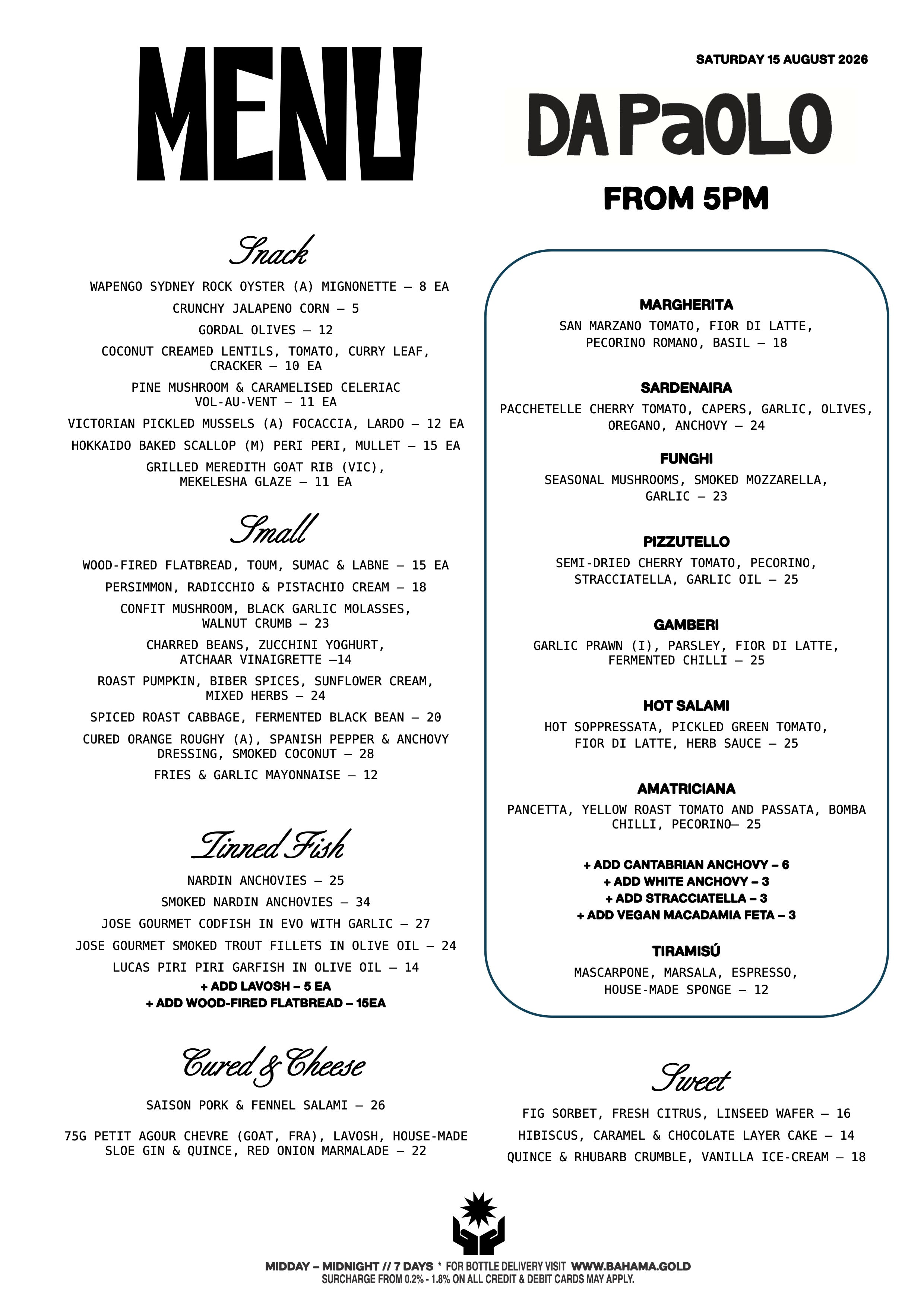 Bar-Menu