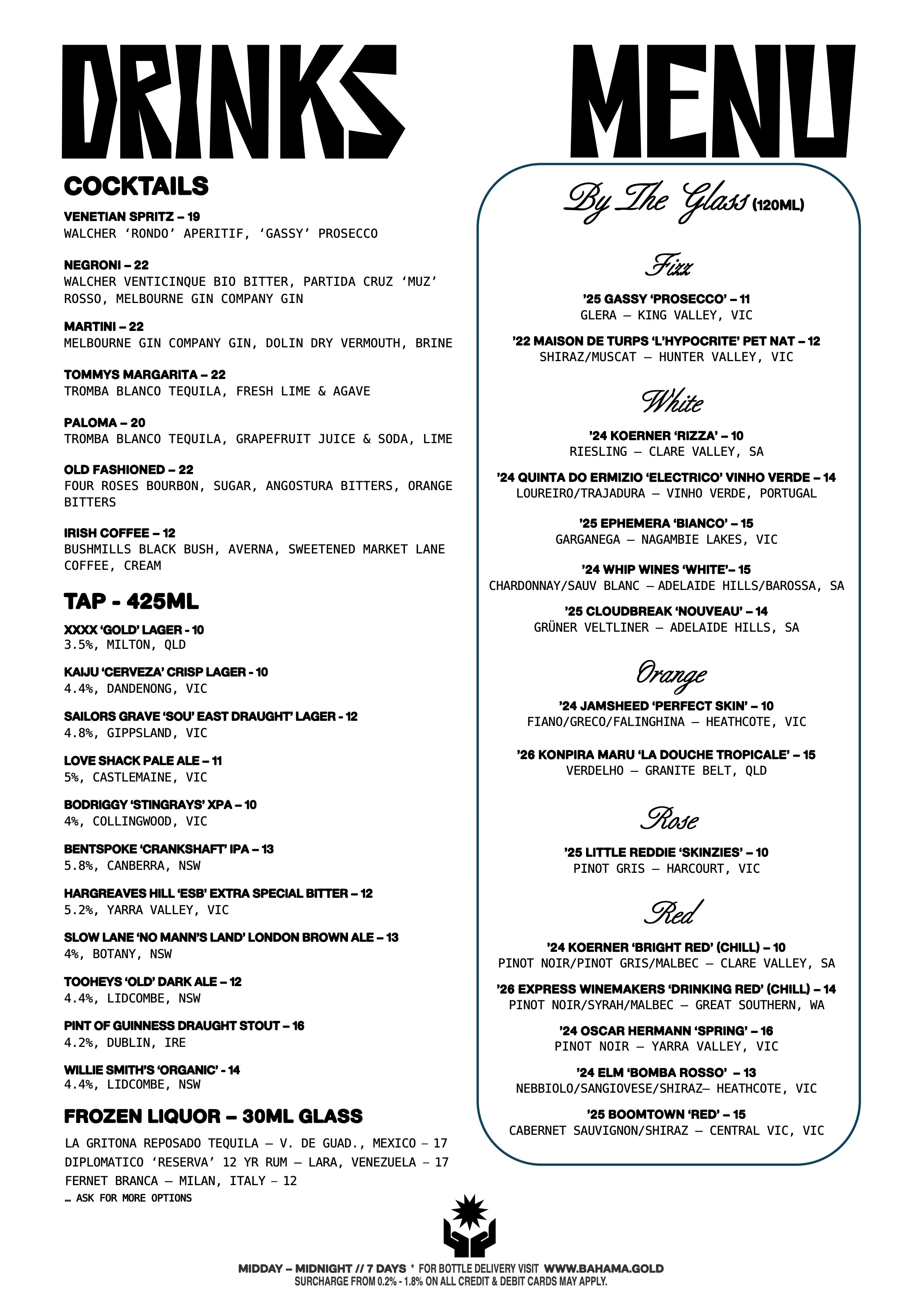 Bar-Menu