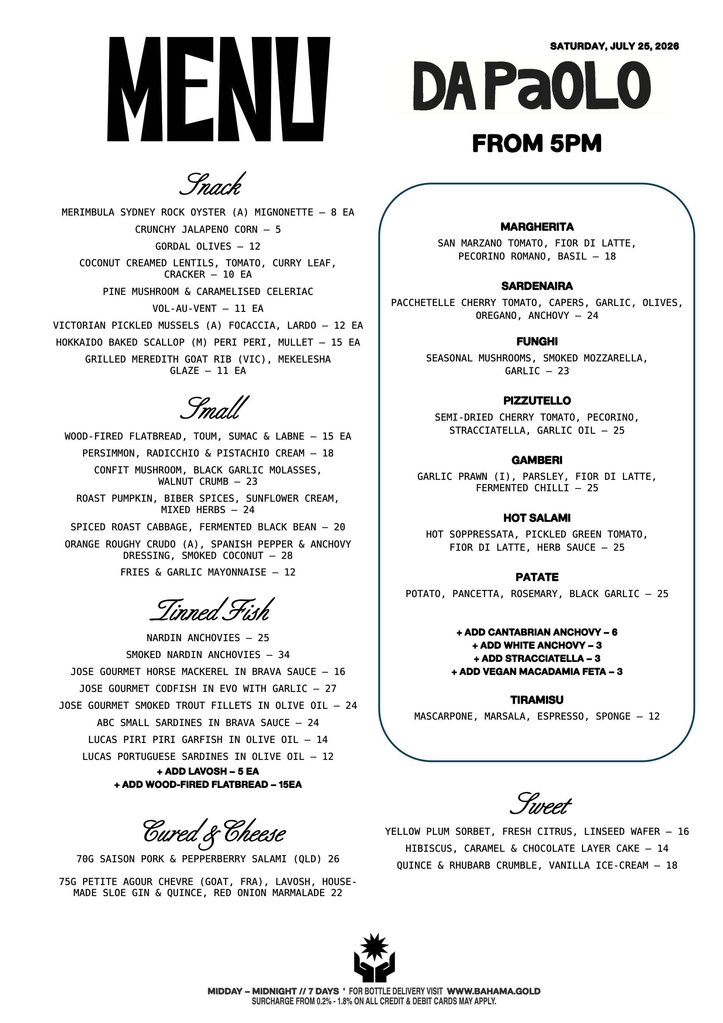 Bar-Menu