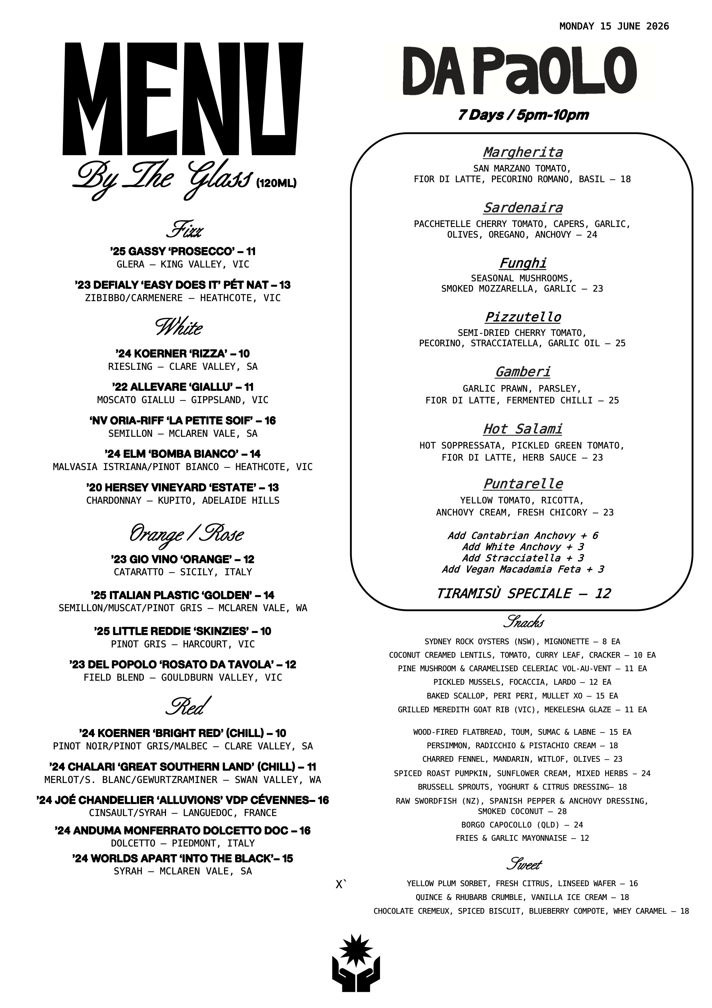 Bar-Menu