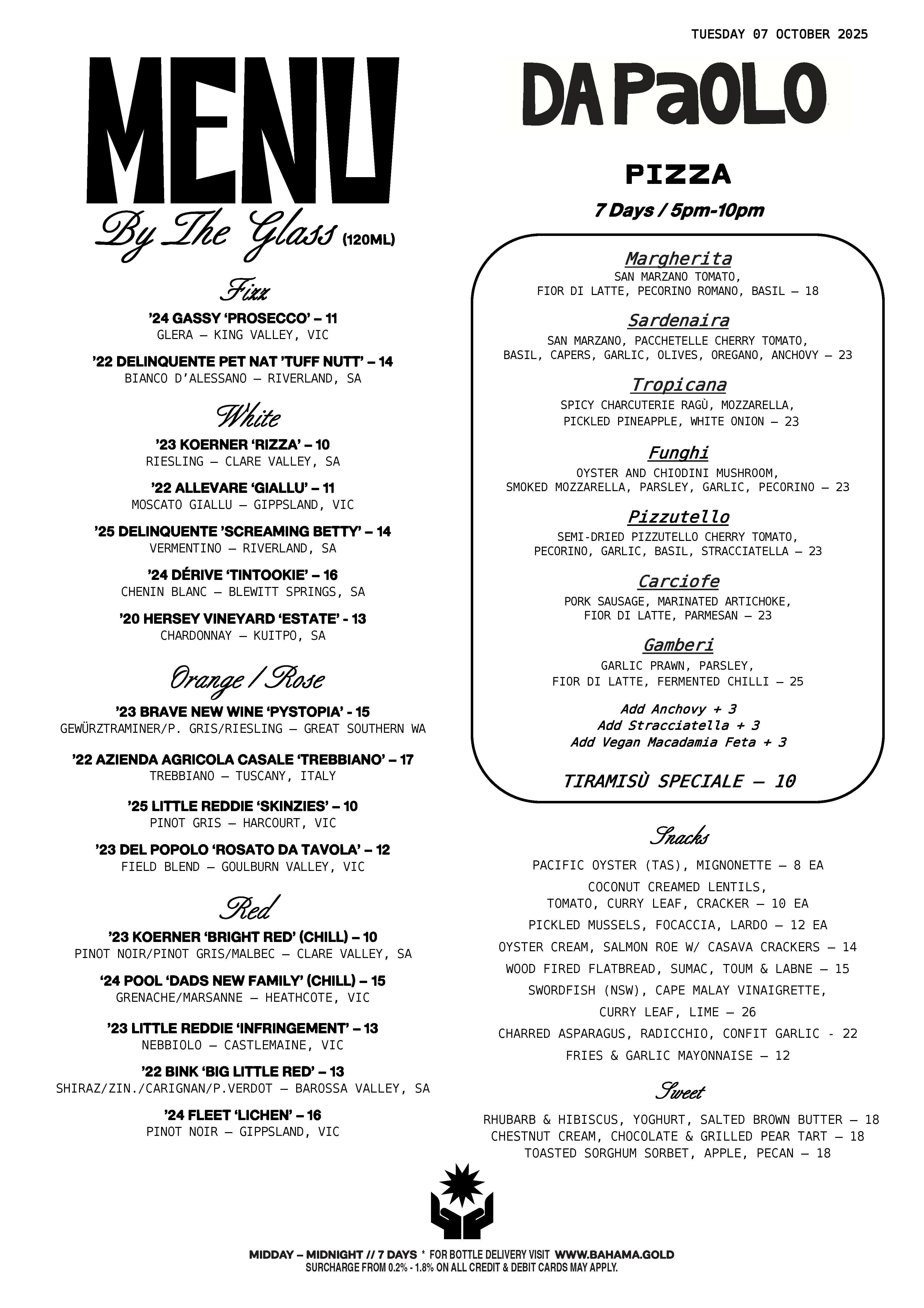Bar-Menu