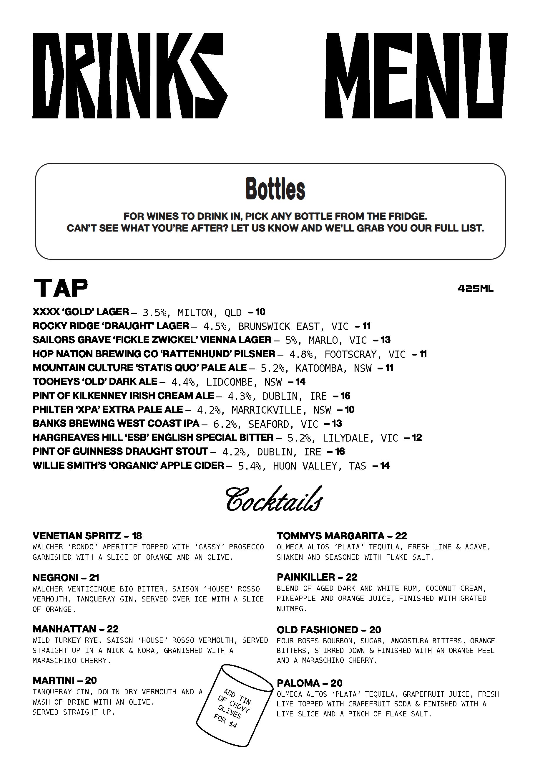 Bar-Menu