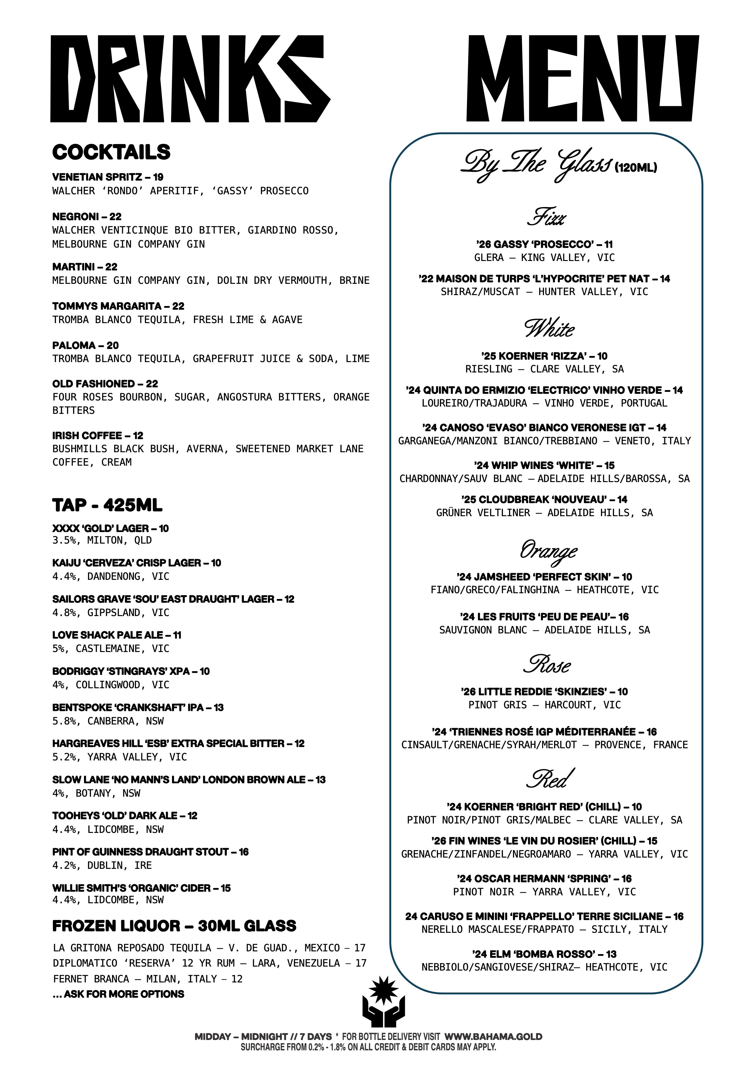 Bar-Menu